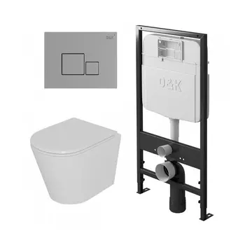 Комплект инсталляция D&amp;K DI8055119 + унитаз D&amp;K Venice DT1026016 + кнопка D&amp;K Quadro DB1519001