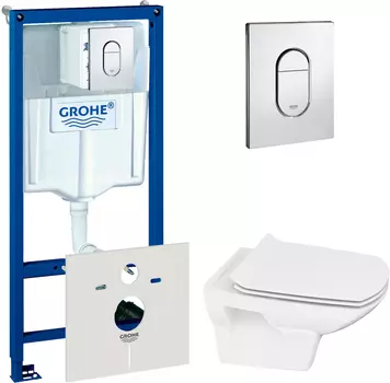 Комплект инсталляция Grohe Rapid SL 38929000 4 в 1 + унитаз Cersanit Carina new clean on slim lift