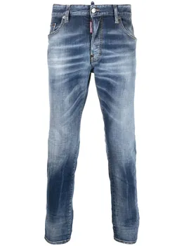Джинсы узкого кроя с эффектом потертости DSQUARED2, синий
