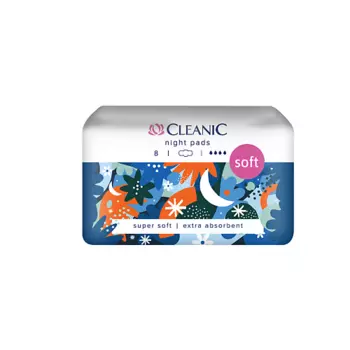 CLEANIC Soft Гигиенические прокладки ночь 8.0