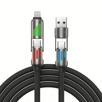 100 Вт сверхбыстрая зарядка 4 в 1 функциональный USB Type C жидкий силиконовый алюминиевый сплав кабель для передачи данных 1m