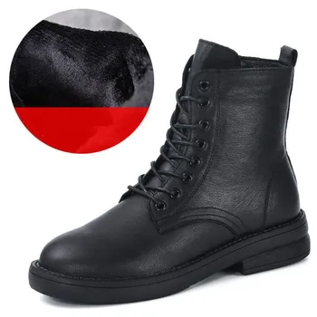 Johnature British Style Black Short Boots With Side Zipper Versatile Genuine Leather Soft Soled Women s Boots 34 чёрный