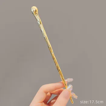 Romantic Moonstone Star Moon Hair Stick Metal Branch Hairpin Hair Fork Chinese Style Hair Accessories for Girls Hair Jewelries