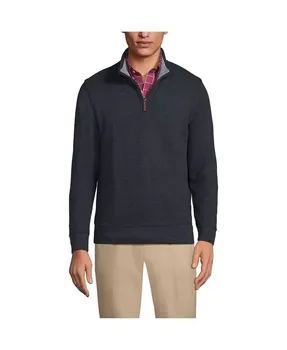 Свитер Big & Tall Bedford Rib с застежкой на четверть Lands' End, черный
