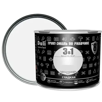Грунт-эмаль по ржавчине 3 в 1 Dali Special гладкая цвет белый 0.4 кг RAL 9010