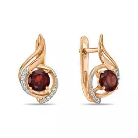Серьги c гранатами и фианитами