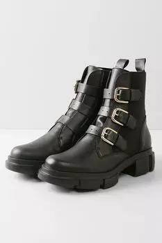 Кожаные ботинки с эластичной вставкой POLLINI