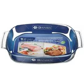 Форма для запекания стекло, 34х22.4х6.4 см, 2.9 л, прямоугольная, Daniks, OCT-NR5607