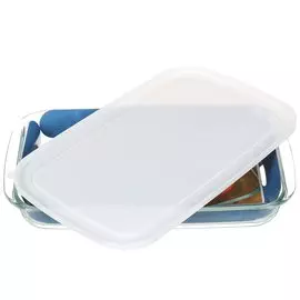Форма для запекания стекло, 24.6х40.2х5.2 см, 2.9 л, прямоугольная, с крышкой, Daniks, HSAP30LP