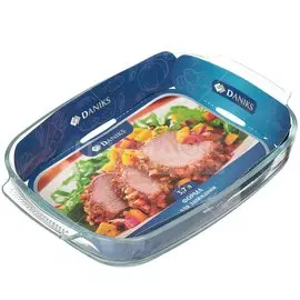 Форма для запекания стекло, 25.4х38х6.4 см, 3.7 л, прямоугольная, Daniks, DNX-37R