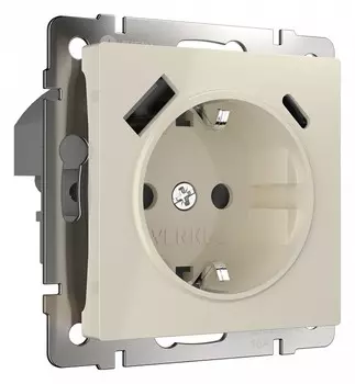 Розетка Werkel с быстрой зарядкой USB Type A+С слоновая кость W1171703 4690389176425