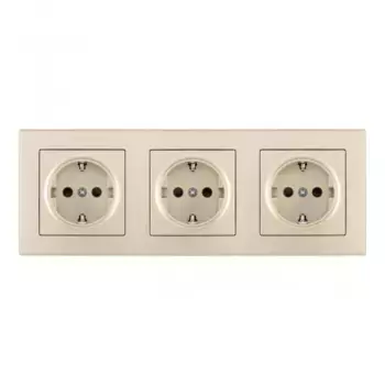 Розетка тройная (трехпостовая) с/з и шторками Arte Milano SET06-3-40-1x3 shampan