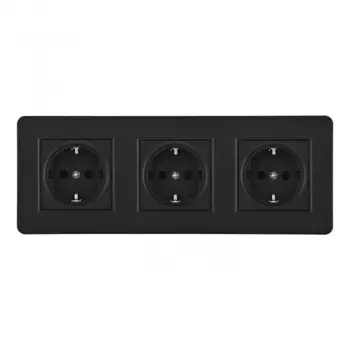 Розетка тройная (трехпостовая) с/з и шторками Arte Milano SET16-3-40-1x3 black