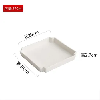 Solid Color Creative Ceramic Stone Pattern Plate Square Salad Plate Dessert Plate Service Plates Restaurant Specialty Tableware