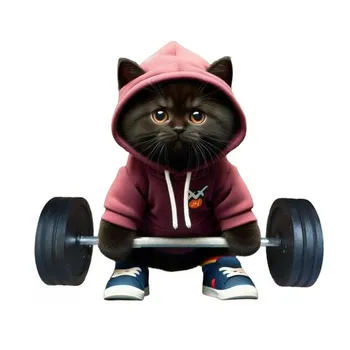 Фигурка кота-тяжеловеса, фитнес-мультяшный котенок, статуэтка из смолы, скульптура для дома, офиса, книжной полки, украшения для рабочего стола, подарок на день рождения B