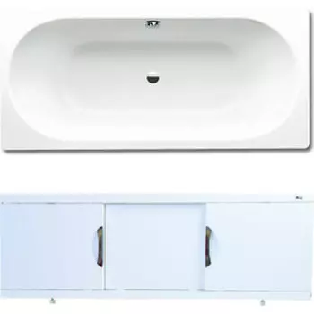 Ванна стальная Kaldewei Classic Duo 110 Easy-Clean 180х80 с экраном Emmy Валенсия и ножками