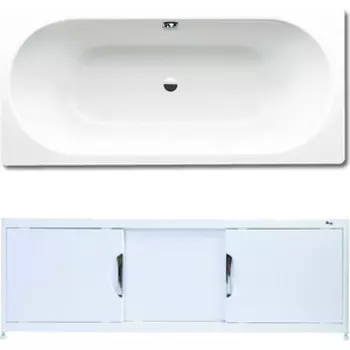 Ванна стальная Kaldewei Classic Duo 110 Easy-Clean 180х80 с экраном Emmy Малибу и ножками