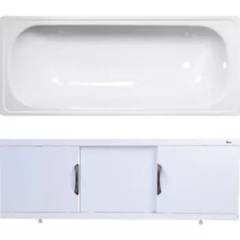 Ванна стальная ВИЗ Antika 120x70 с экраном Emmy Валенсия и ножками, белая орхидея
