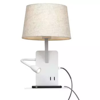 Бра на гибкой ножке с вилкой с подсветкой для чтения с полкой и USB Loft It Phone LOFT9993-WH