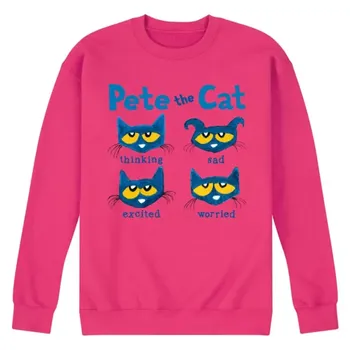 Мужская флисовая толстовка «Лица Пита» Pete The Cat, пурпурный