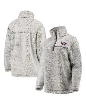 Женский серый пуловер Washington Capitals из шерпы с молнией в четверть G-III 4Her by Carl Banks, серый