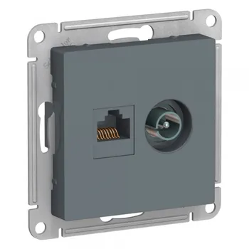 Розетка телевизионная/ компьютерная Systeme Electric AtlasDesign встраиваемая грифель TV/ RJ45 (ATN000789)