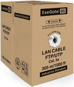 Кабель витая пара U/UTP 5 кат. 4 пары Exegate UTP4-C5e-CU-S24-IN-PVC-GY-305-FLUKE EX256748RUS 24AWG(0.51 мм), омедненный алюминий (CCA), одножильный (