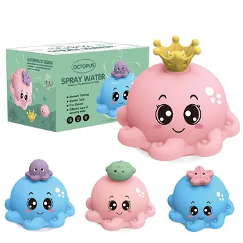 Игрушка для детской ванны с 4 режимами распыления воды, игрушки для ванны с подсветкой в виде осьминога, автоматически вращающиеся игрушки для ванны для малышей с морскими животными/разбрызгиватель фонтана и т. д. Package,12.5x10.3x8.7cm синий