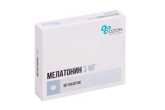 Мелатонин 3 мг, 60 шт, таблетки покрытые пленочной оболочкой Озон