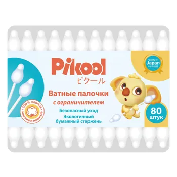 Ватные палочки гиг Пикул детские с огранич, 80 шт