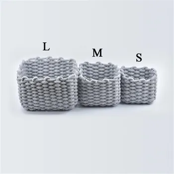3 размера Nordic Cotton Line, плетеная вручную корзина для хранения, грубая веревка, настольный органайзер, коробка для детских игрушек, закусок, ключей, косметических товаров M 23x23x16cm темные хаки