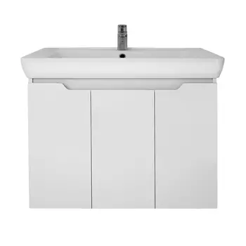 Тумба с раковиной Dreja Q Plus (D) 80 с дверками белый глянец
