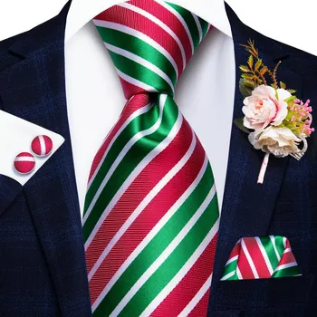 Hi-Tie Мужской Зеленый Шелковый Галстук Жених Свадебный Костюм Корсаж Галстук Платок Запонки Набор N-1608