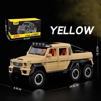1/20 Benz AMG 6x6, модель внедорожника с большими колесами, внедорожник, металлическая литая под давлением коллекция автомобилей, звуковая и световая миниатюрная игрушечная машинка для детей 1/20-Size:24.6*10.3*8.9cm чёрный