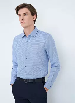 Рубашка Shaped fit из хлопка, Голубой