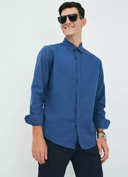 Рубашка Shaped fit из хлопка Oxford с принтом, Синий