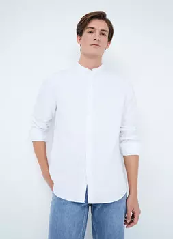 Рубашка Shaped fit с воротником-стойкой, Белый