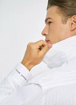 Рубашка в полоску O'STIN x Яндекс Книги, Белый