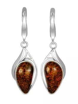 Серьги из цельного янтаря зеленого цвета «Маньяна»
