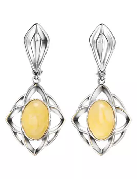 Серьги из цельного медового янтаря «Амьен»