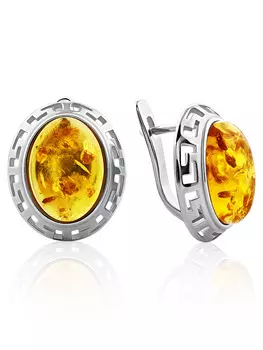 Серьги из натурального лимонного янтаря «Эллада»