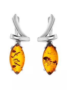 Серьги из натурального янтаря коньячного цвета «Ирис»