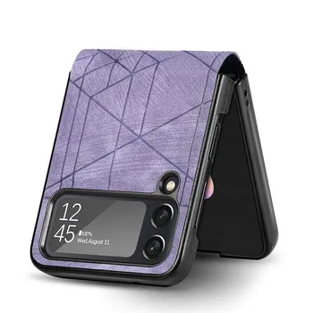 Удобный модный складной кожаный чехол для Samsung Galaxy Z Flip 4 5g Flip4 Zflip4 тонкий чехол с защитой от падения для Samsung Z Flip4 for Samsung Z Flip 4 коричневый