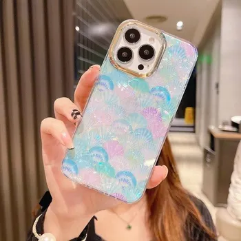 Красочный чехол для телефона с чешуей русалки для Iphone 14 13 11 12 Pro Max с красивой текстурой морской раковины, твердый мраморный чехол For iPhone 13 Pro