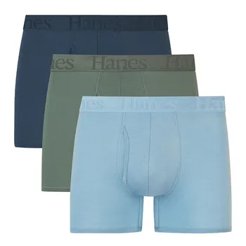 Мужские трусы Hanes Originals Ultimate, 3 супермягких труса-боксера, цвет Blue Green
