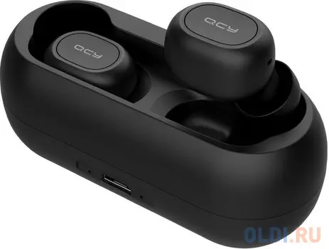Гарнитура вкладыши QCY T1C черный беспроводные bluetooth в ушной раковине