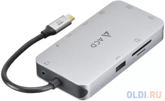 Fusion С110 Адаптер 10-в-1 UCB-C в 3xUSB3.0/HDMI/VGA/LAN/SD/mSD/Audio/PD-90W (ACD-C110-PAL) RTL {50}