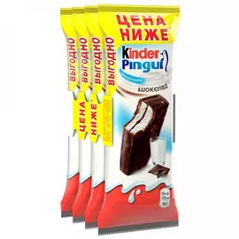 Пирожное Kinder Pingui бисквитное шоколад 29.3% 4 штуки по 30 г