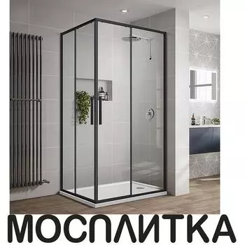 Душевой уголок Vincea Slim-U VSS-2SU900CLB, 900*900, м.черный, стекло прозрачное