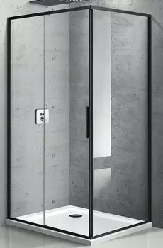 Душевой уголок Vincea Slim VSR-2SL9012CLB-L 120x90 см матовый черный, стекло прозрачное, левый, Easy Clean